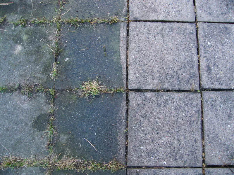 Betonové dlaždice - vyčištěná a nevyčištěná část